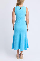 Azure Linen Blend Dress - Azureblue