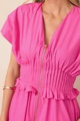Let It Be Easy Fuchsia Smocked Waist Zip Maxi Dress