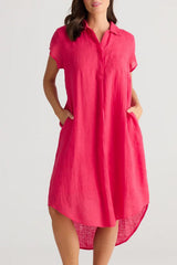 Ahoy Linen Tunic - Raspberry