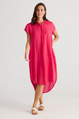 Ahoy Linen Tunic - Raspberry
