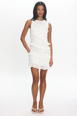 Something About Ava Tiered Ruffle Mini Dress Off White