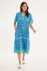 Chevron Midi Dress - Ocean