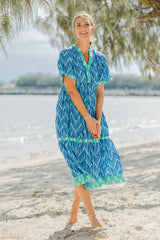 Chevron Midi Dress - Ocean