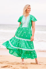 Antigua Maxi Cotton Dress - Sea