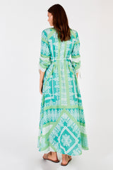 Bandana Cotton Maxi Dress - Sea