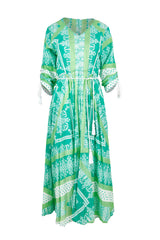 Bandana Cotton Maxi Dress - Sea