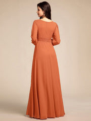 ever CELESTE|Chiffon Long Sleeve A-Line Round Neckline Formal Dress