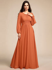 ever CELESTE|Chiffon Long Sleeve A-Line Round Neckline Formal Dress