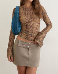 Ned Mini Skirt in Light Twill Grey Brown