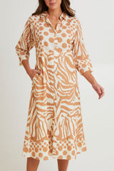 Cotton Shirt Dress - Print