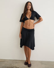 Nestapa Tie Waist Midi Skirt in Black