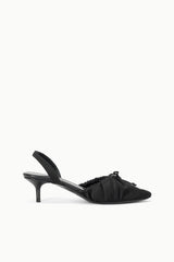 Alba Ballet Slingback | Black Satin