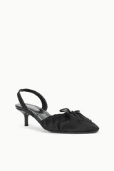 Alba Ballet Slingback | Black Satin