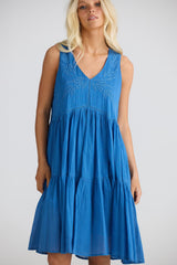 Athena Cotton Dress - Bluehaze