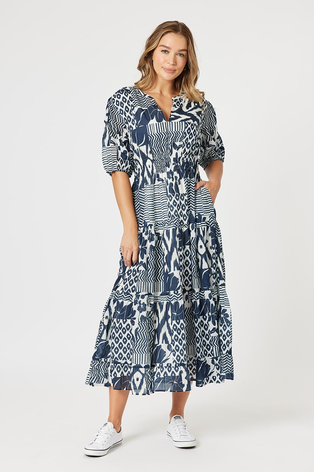 Calabasas Cotton Dress - Navy