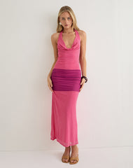 Veridis Maxi Dress in Rose Pink and Orchid Purple