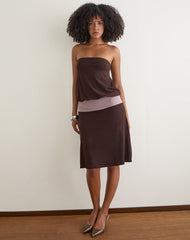 Wiste Midi Dress in Bitter Chocolate Grey Lavender Combination