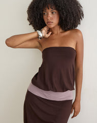 Wiste Midi Dress in Bitter Chocolate Grey Lavender Combination