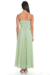Saturday Sun Stripe Button-Front Maxi Dress Green