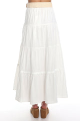 Meadow Grove Tiered Maxi Skirt White