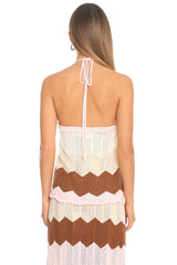 Melt Into You Chevron Knit Maxi Skirt Cream