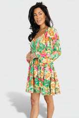 Acapulco Short Dress | Green Multi Print