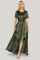 Agnes Satin Maxi Dress | Juniper Green