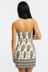 Black Abstract Halter Neck Dress Mini