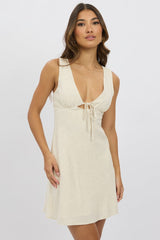 Beige Mini Dress Cut Out