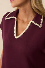 All To Yourself Plum Purple Contrast Trim Polo Maxi Dress