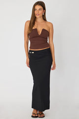 Black Beaded Maxi Skirt Elastic Waist Winter Jersey