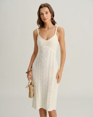 Beige Bodycon Slip Sweater Dress